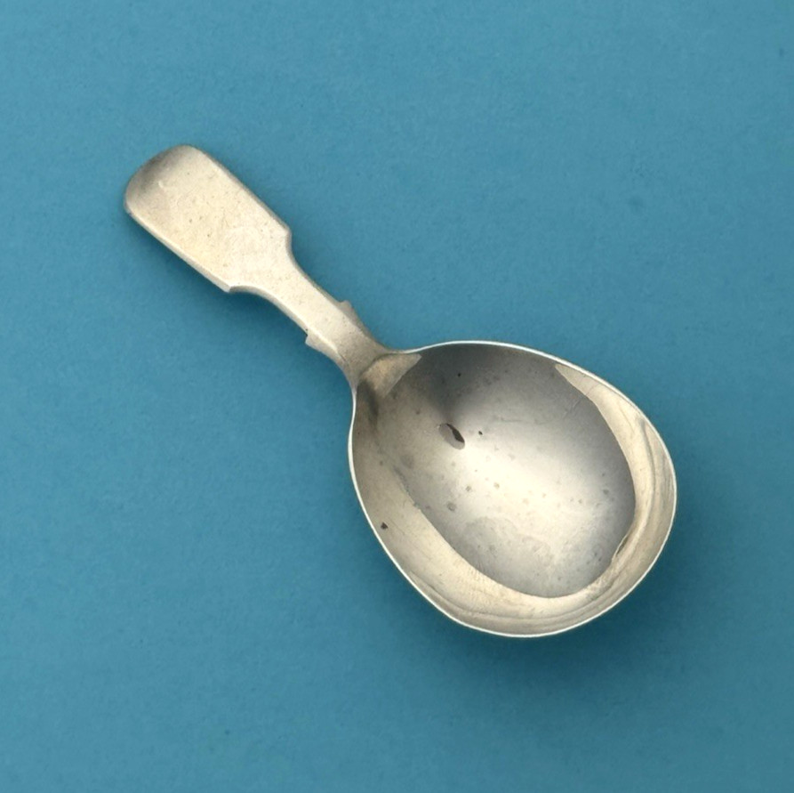 English Silver Tea Caddy Spoon Francis Higgins III Portland Company 1861