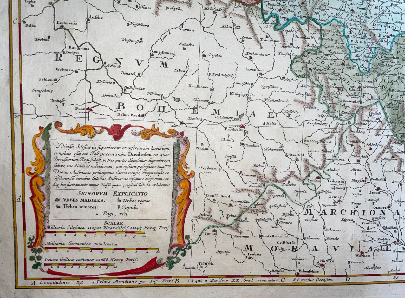 SILESIA DATED 1749 HOMANN HRS LARGE ANTIQUE MAP 18TH CENTURY