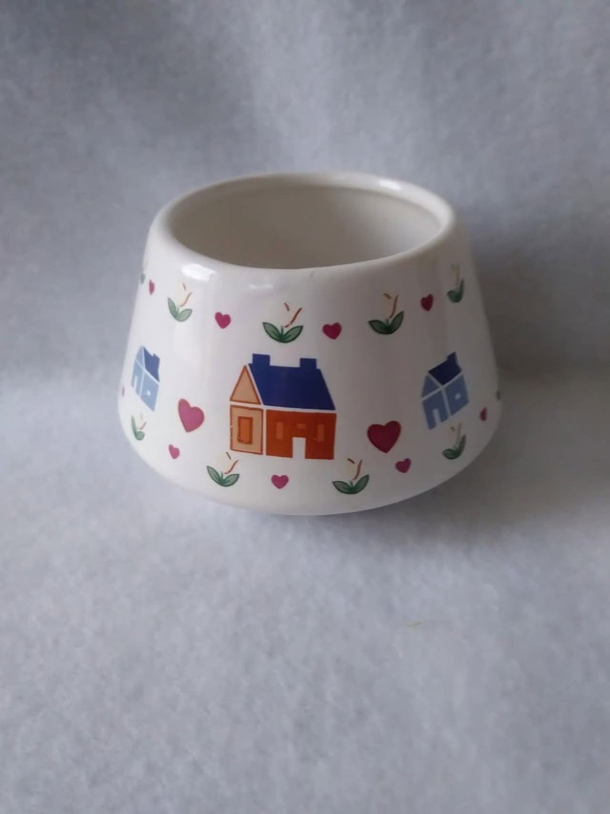 Small House Print Candle Holder – Ceramic Cottage Home Decor – Tea Light Lantern