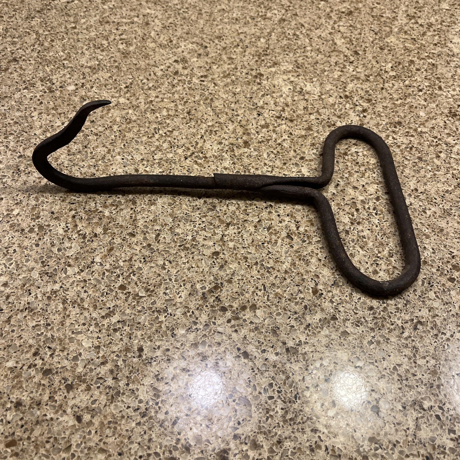 Antique Forged Iron Large Butcher Meat Hook Hand Tool Primitive Slaughterhouse