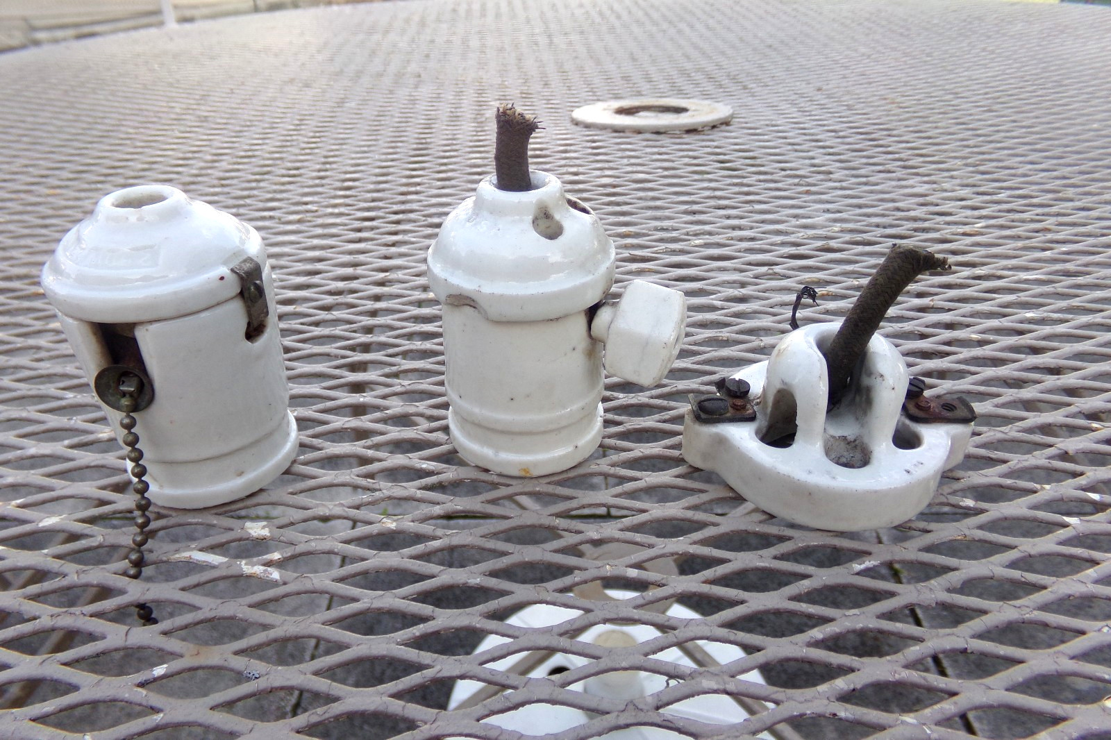Antique Porcelain Ceramic CEILING LIGHT BULB SOCKETS Electric PARTS