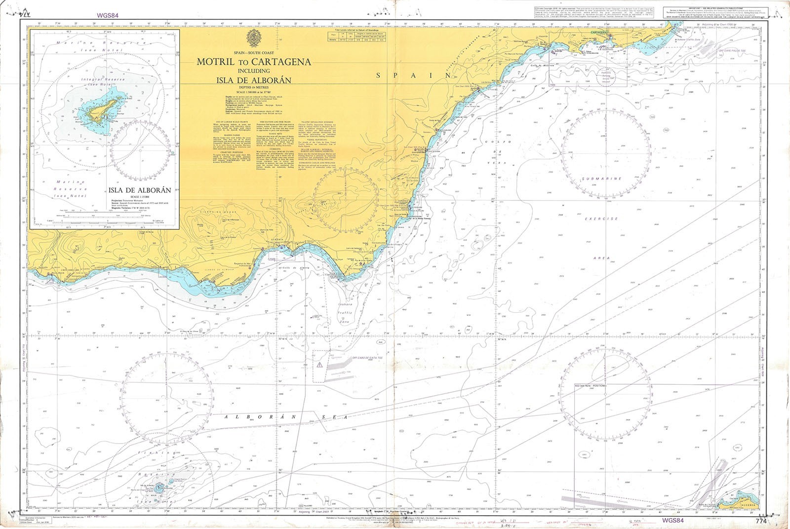 774 Spain South Coast Motril Cartagena Isla De Alboran Chart Map Wall Admiralty