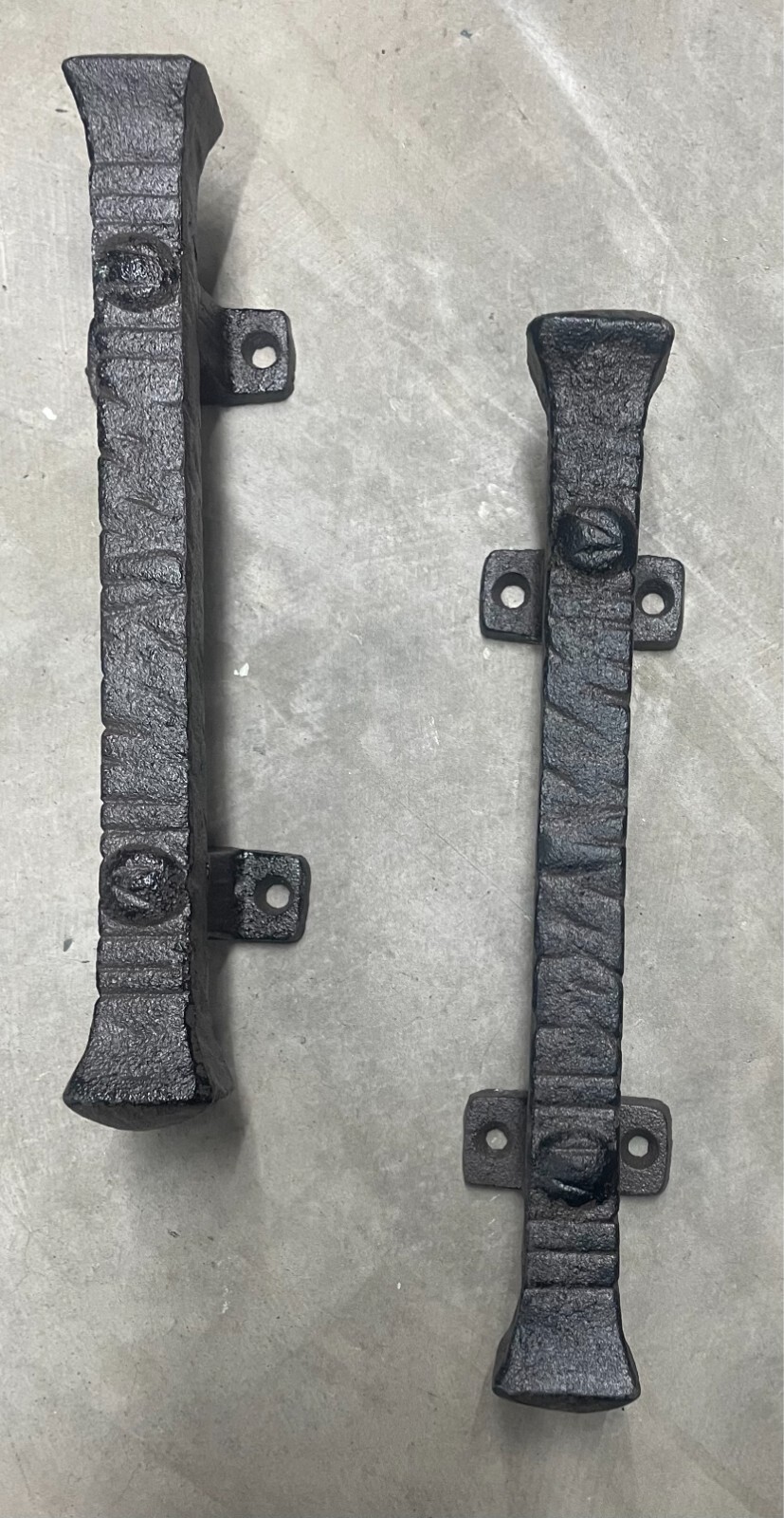 2 Large Solid Heavy Cast Iron Foundry Barn Handle Gate Pull Door Handles 9”