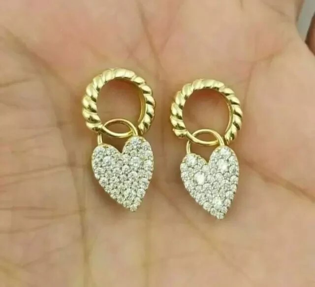 5.00Ct Round Cut Lab-Created Women’s 14K Yellow Gold Finish Diamond Hoop Earring