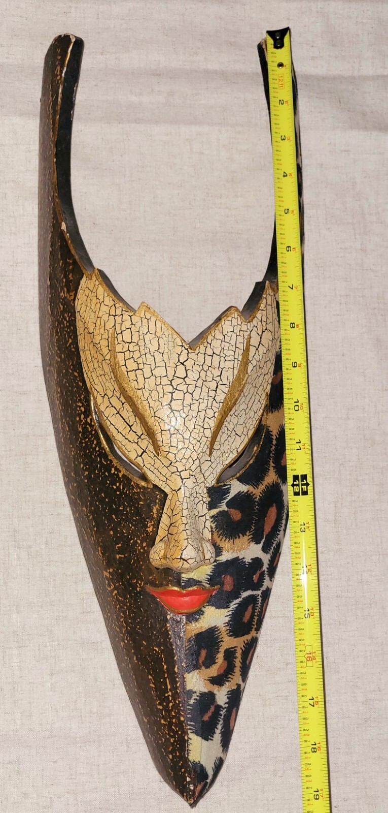 Bali Ethnic Tribal Wood Carved Mask “Aflame” by Sejati-19″ Long – Indonesia