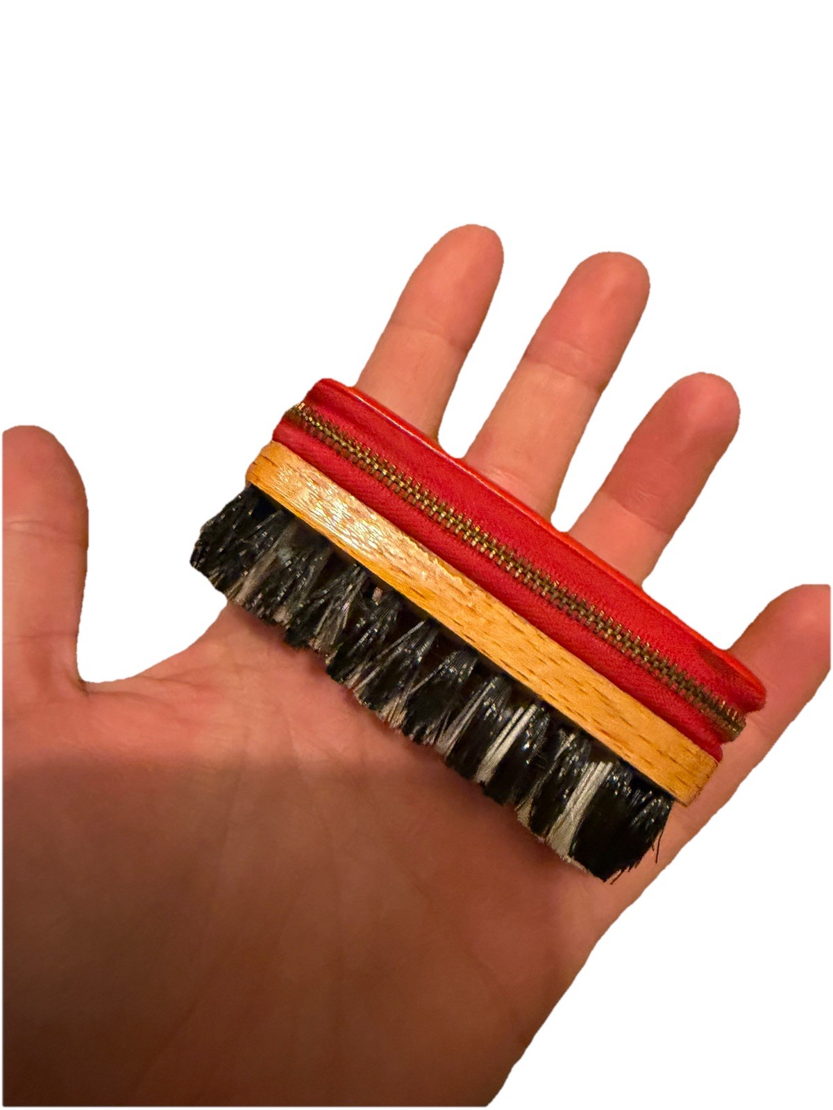 Vintage Genuine Leather Zipper Case Pedicure Set Traveling Advertisement Decor