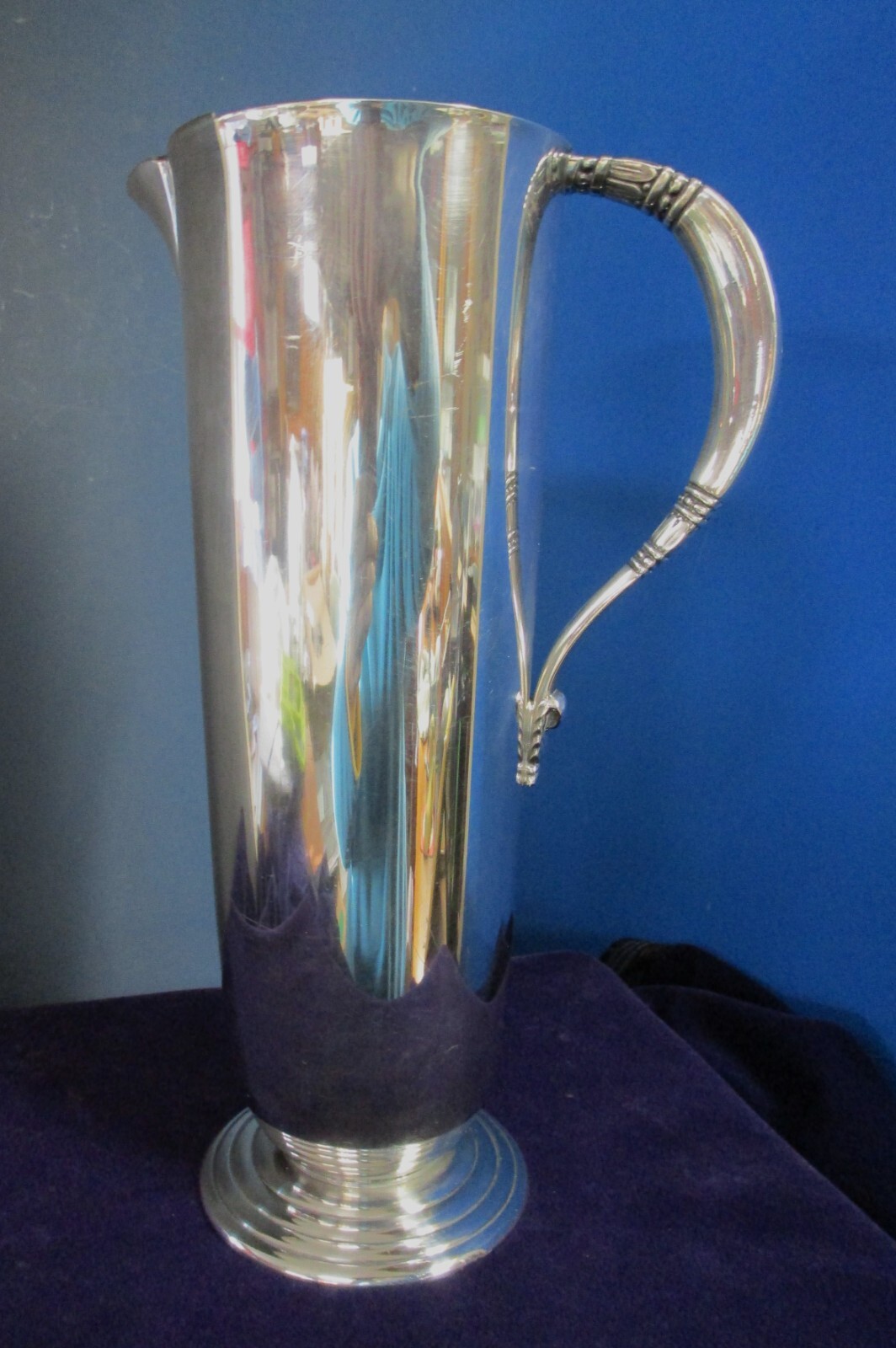 TROPICAL C1940 Cocktail Pitcher or Mixer MCM Silverplate DIEGO RIVERA Design g