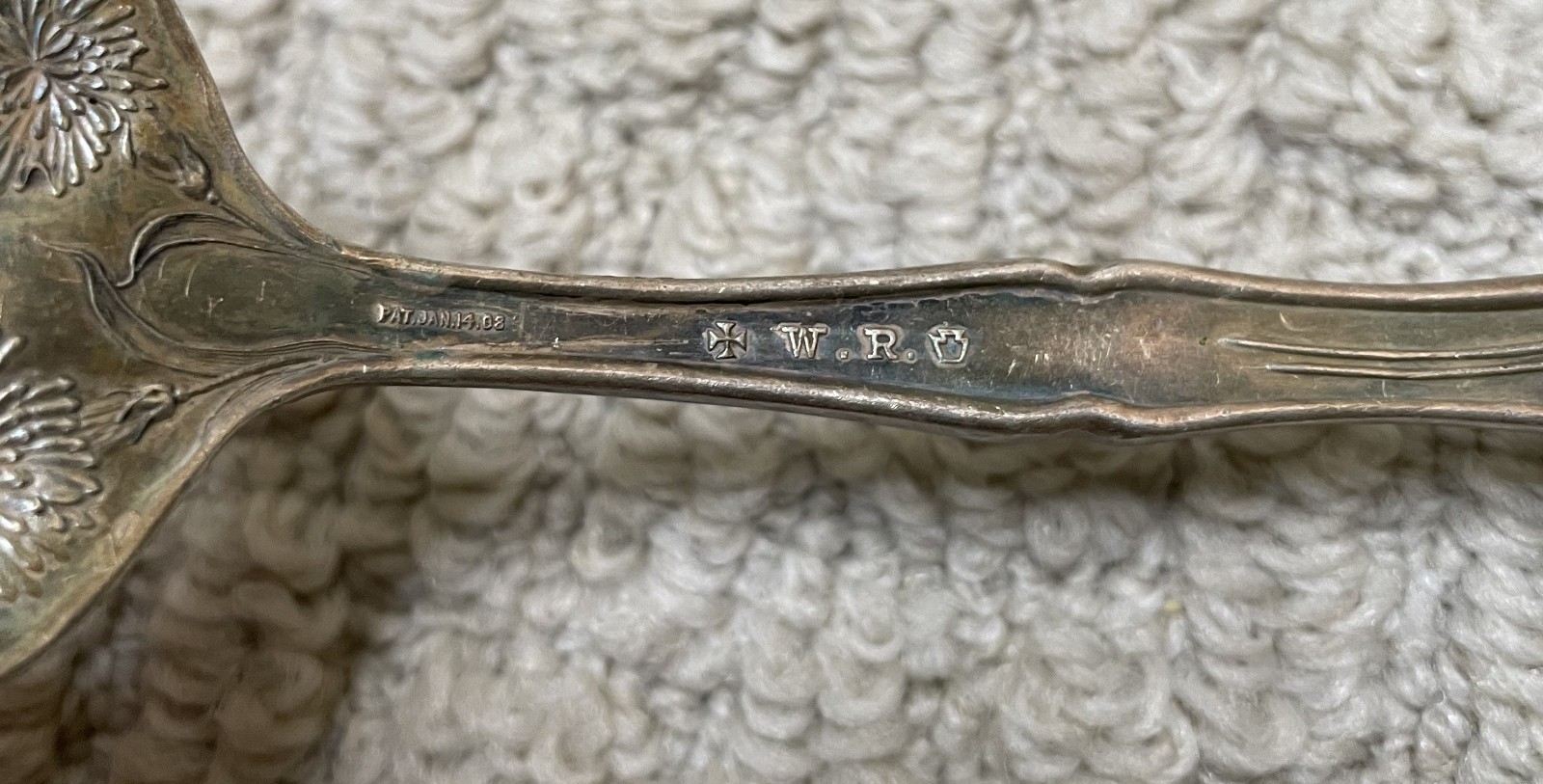 Antique Serving Meat Fork & Large Serving Spoon CARNATION 1908 W.R. Keystone