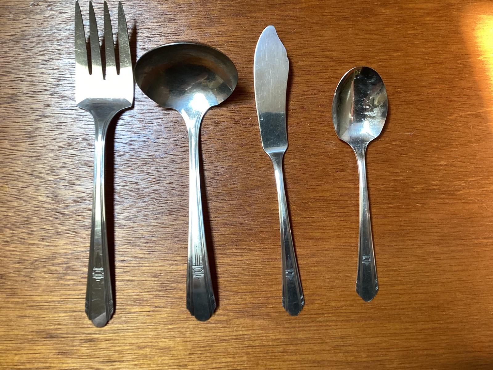 Four Piece Serving Set Rogers Oneida Silverplate “Paramount” Art Deco Pattern