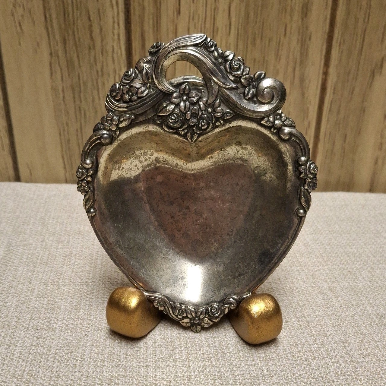 Vintage Raimond Japan Silver Plated Heart Shaped Candy Tray Or Jewelry Dish EUC