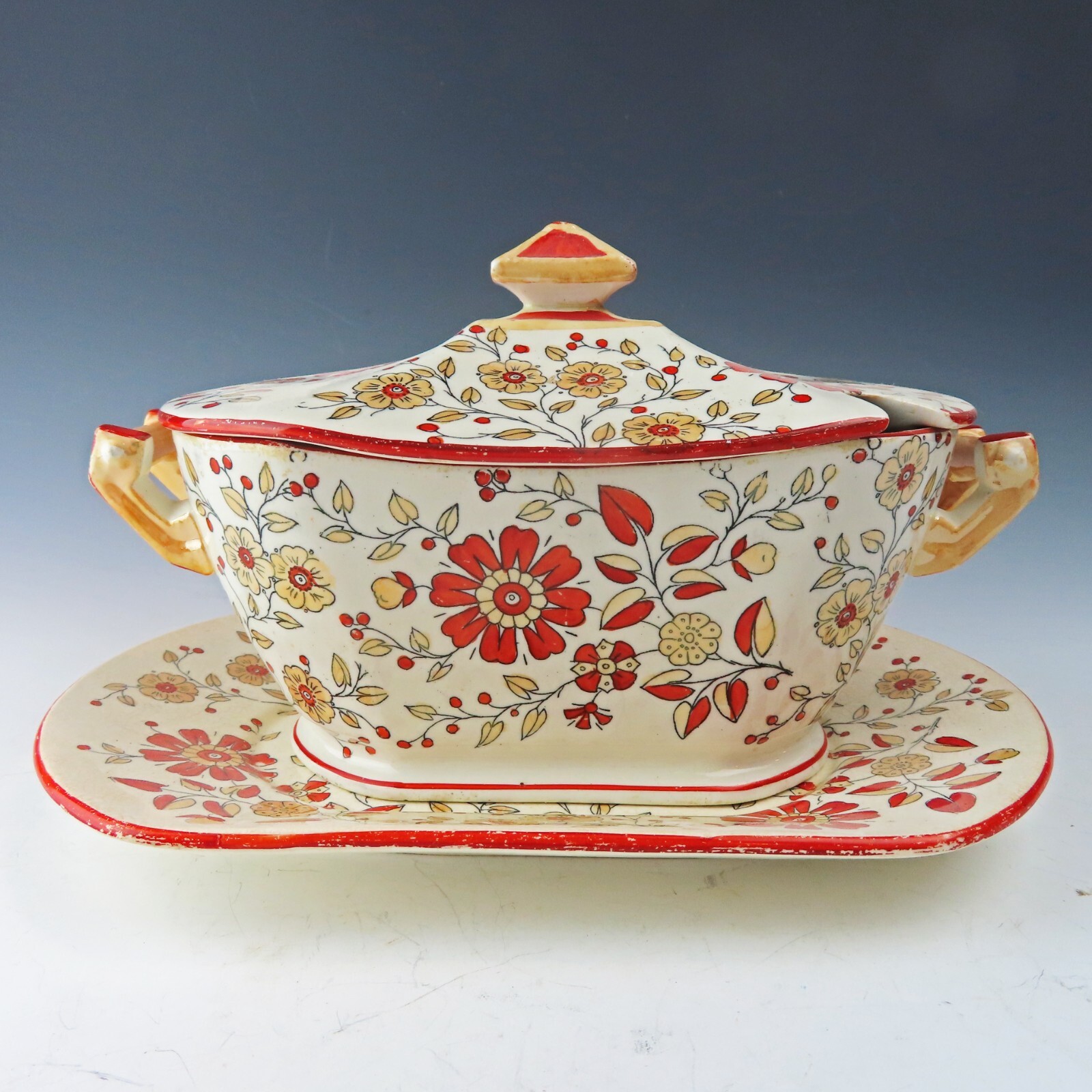Antique Ridgways sauce tureen with lid and underplate – Persia pattern 1885-1890
