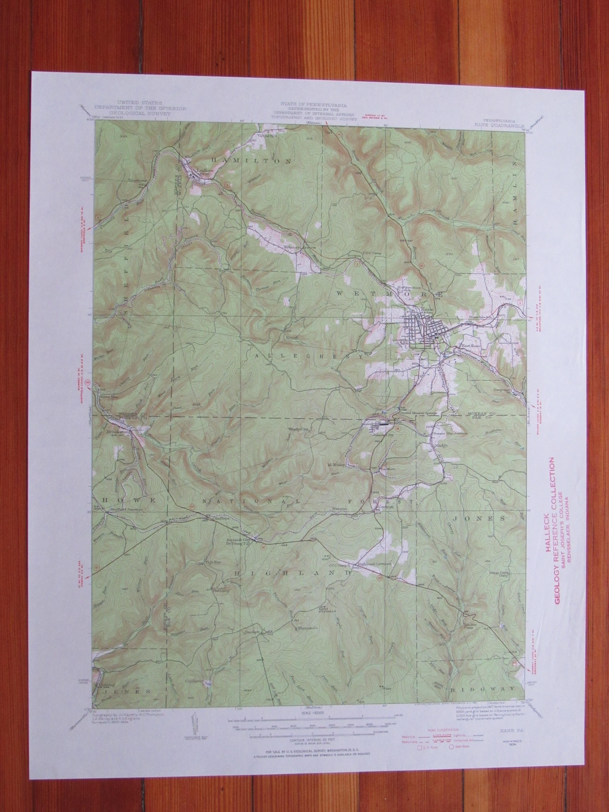 Kane Pennsylvania 1955 Original Vintage USGS Topo Map