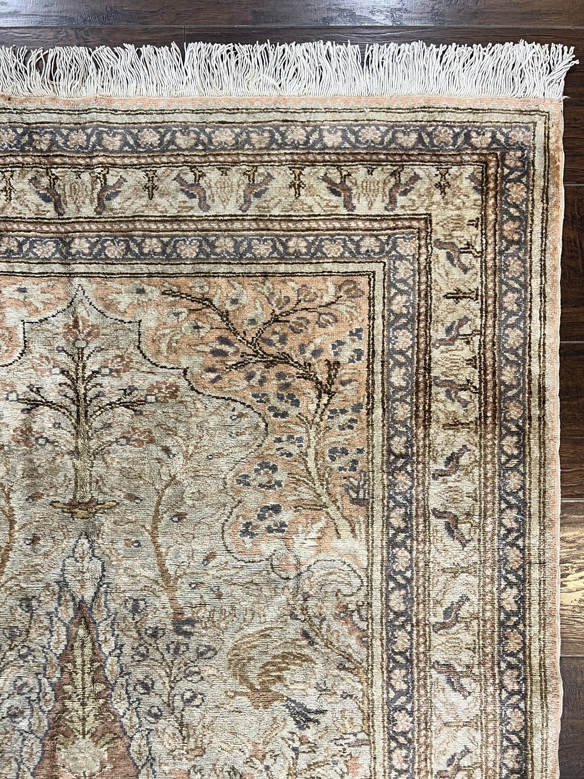 Turkish Kayseri Silk Rug 4×6 Tree of Life Birds Animals Vintage Handmade Carpet