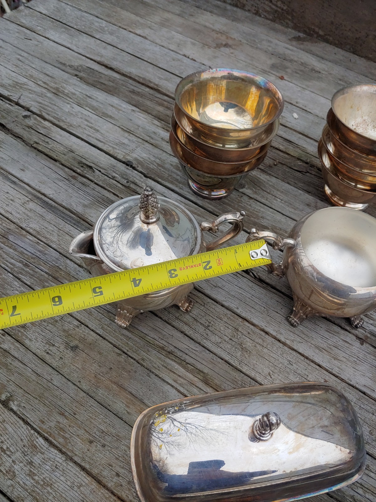 Antque Ornate Silver Plate Covered Butter Dish Bowls Trays 16 Piece Set