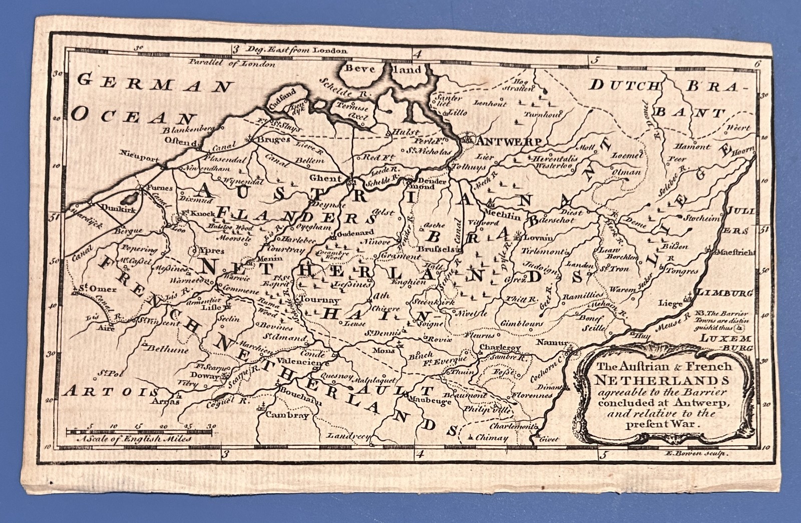 1744 Map of “The Austrian and French Netherlands… relative to the Present War”