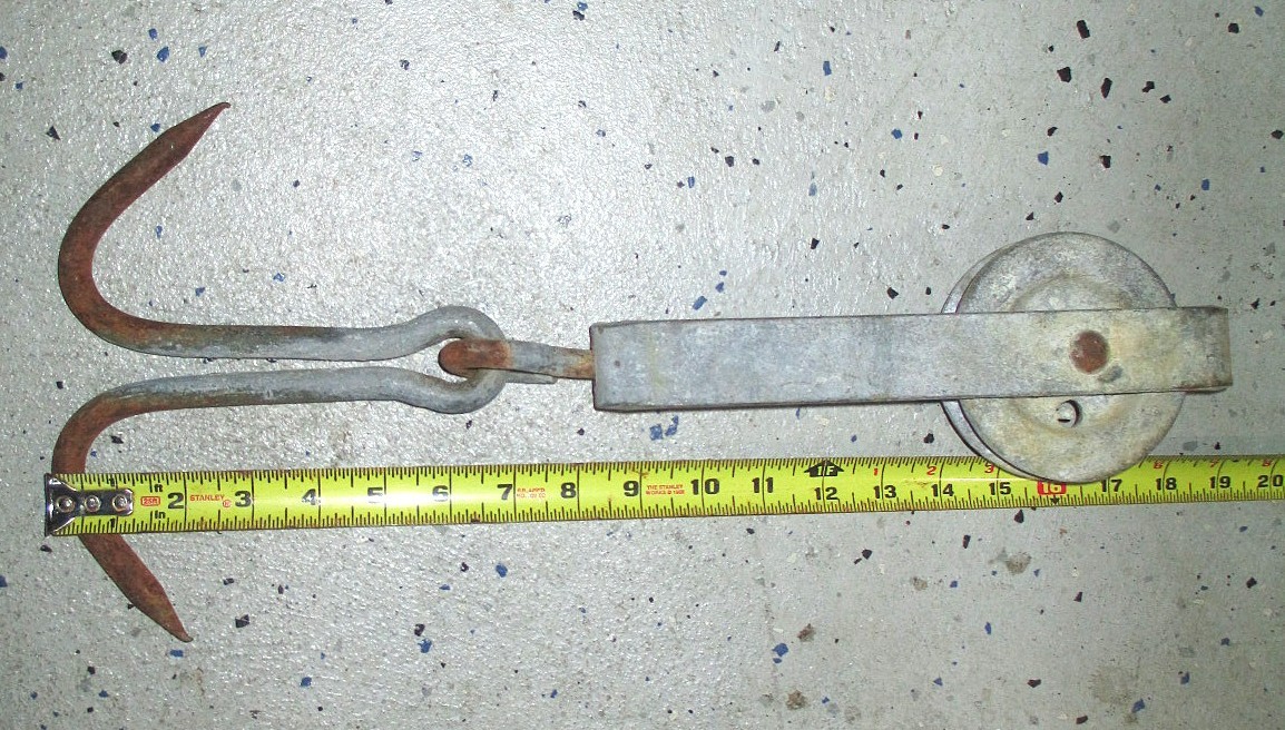 Vintage Butcher Double Meat Hook with Rolling Pulley-Country-Primitive-Steampunk