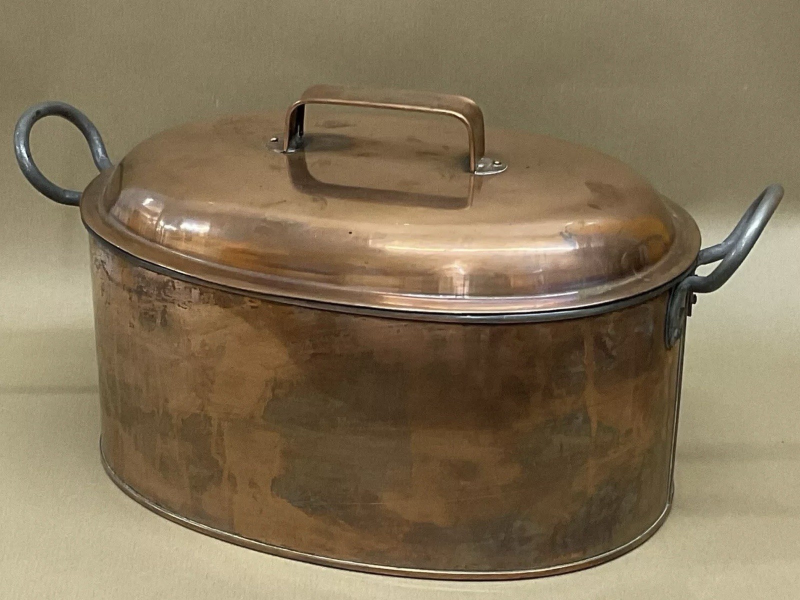 Copper Cooking Pan With Liner And Lid Antique Victorian C1890