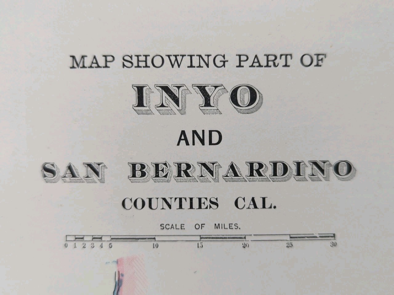 Vintage 1893 INYO & SAN BERNARDINO COUNTIES CALIFORNIA Map Old Antique Original