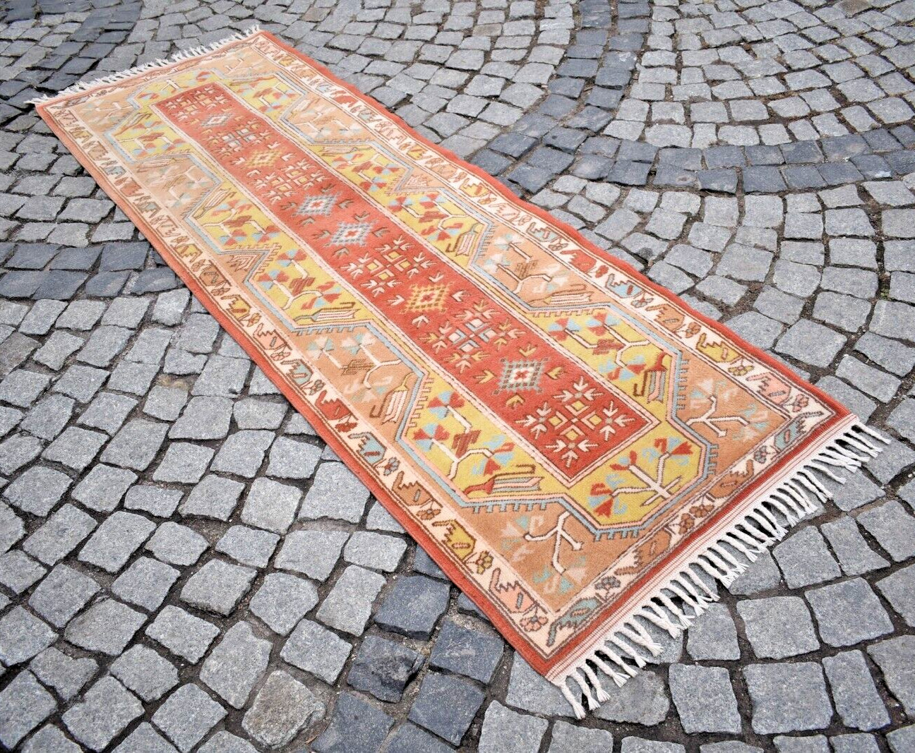 Vintage Runner Rug 33” x 94” Turkish Rug Anatolian Melas Hallway Area Wool Rug