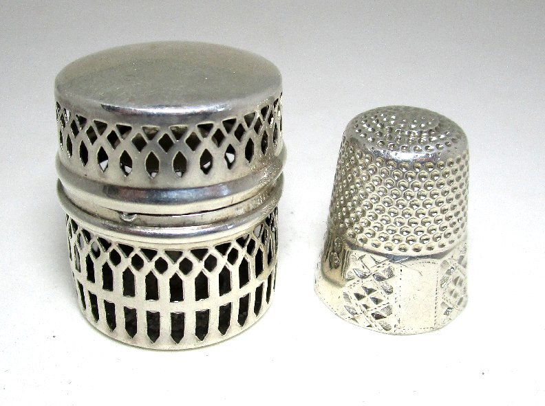 WEBSTER Sterling Chatelain Thimble Case with Silver Thimble