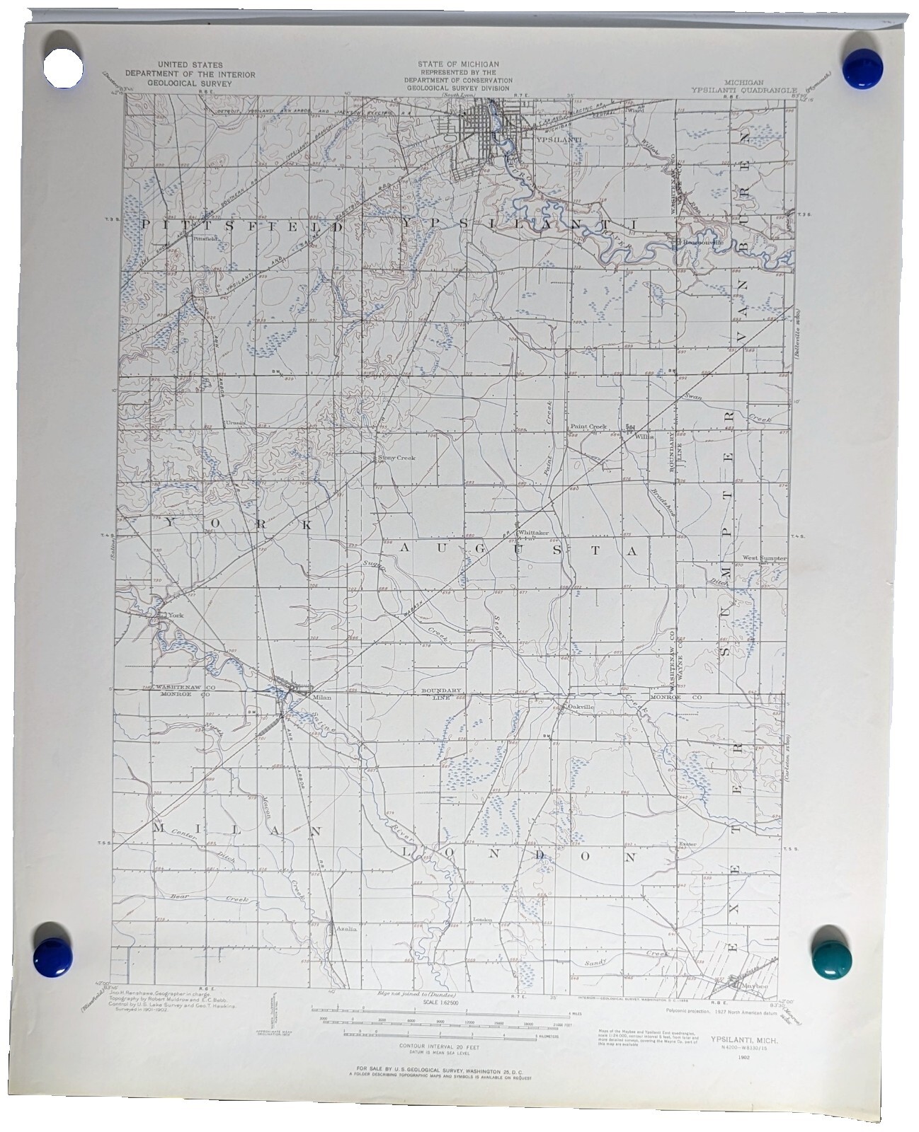 Ypsilanti Michigan Quad 1958 Original Vintage USGS Topo Map