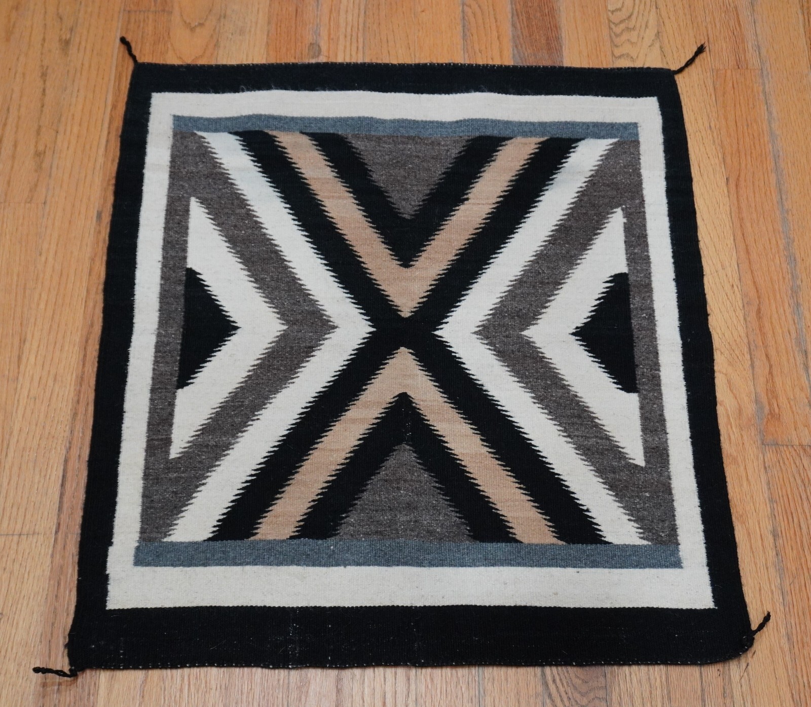 Antique American Navajo X Design Handmade South West Wool Rug 2’1″ x 2’3″