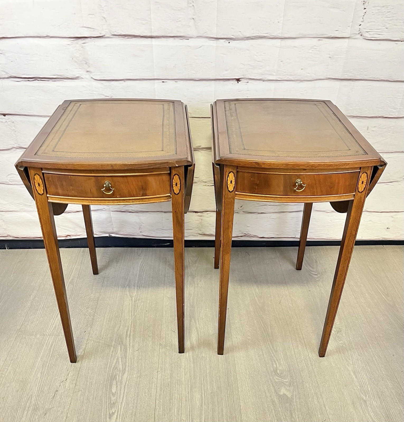 Federal Style Inlaid Pembroke Side Tables 2pc
