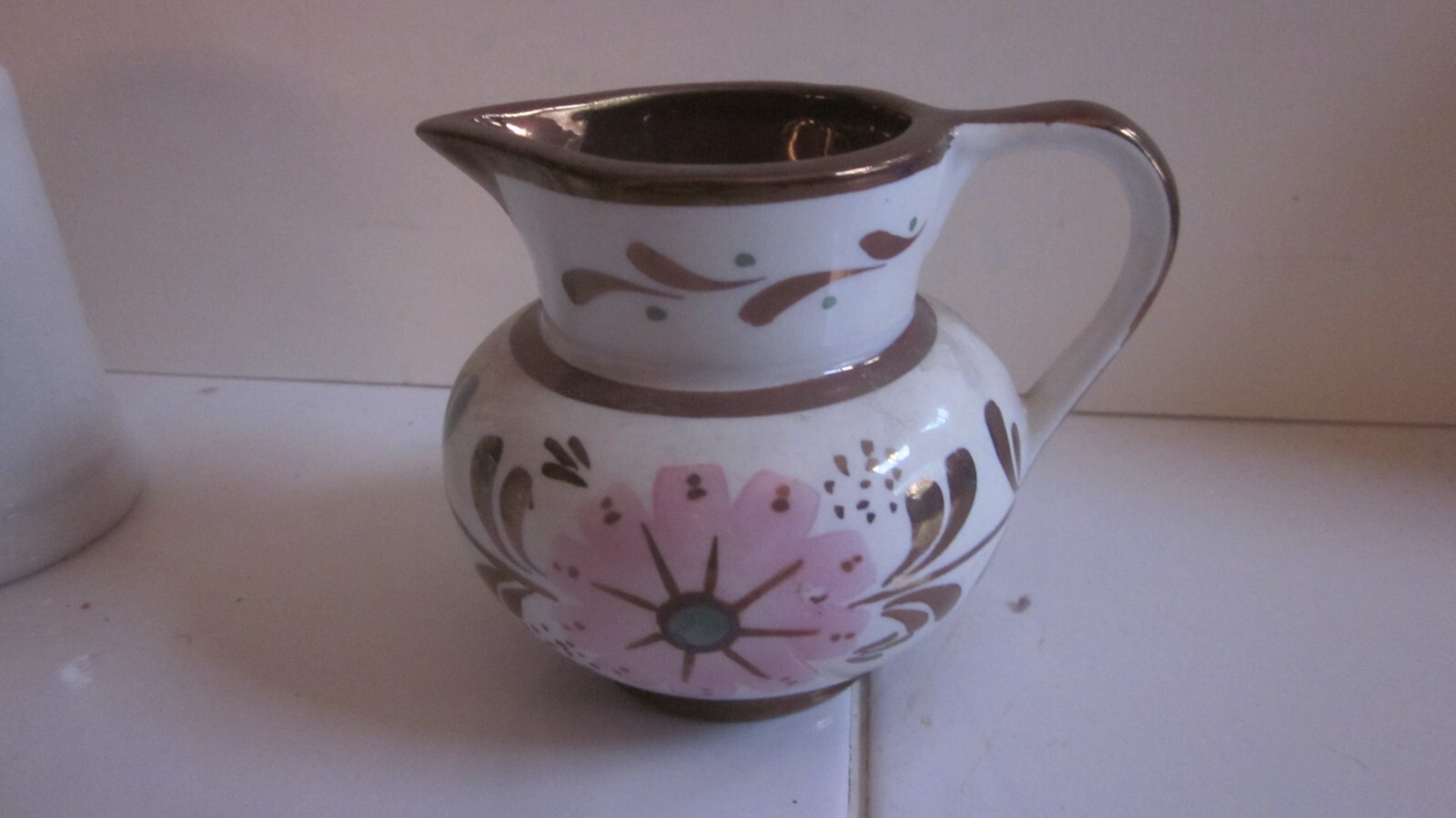 Antique copper lustre Old Castle Made in England pitcher creamer