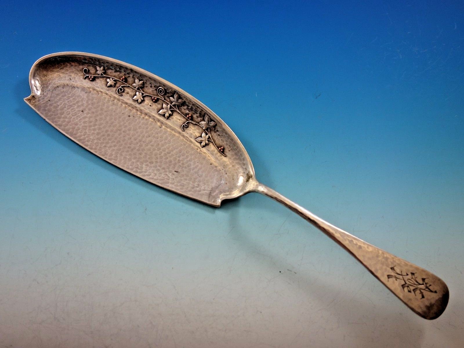 Mixed Metals by Whiting Sterling Silver Crumber Applied Leaves & Berries 11 3/4″