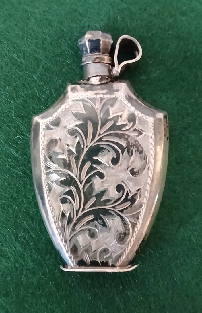 Antique French “Sterling Silver 950” Perfume Charm Flask w/Dabber