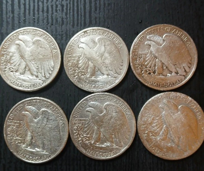 1916 To 1947 – 90% SiIver Walking Liberty Half DolIar Coin Lot of 5!!!