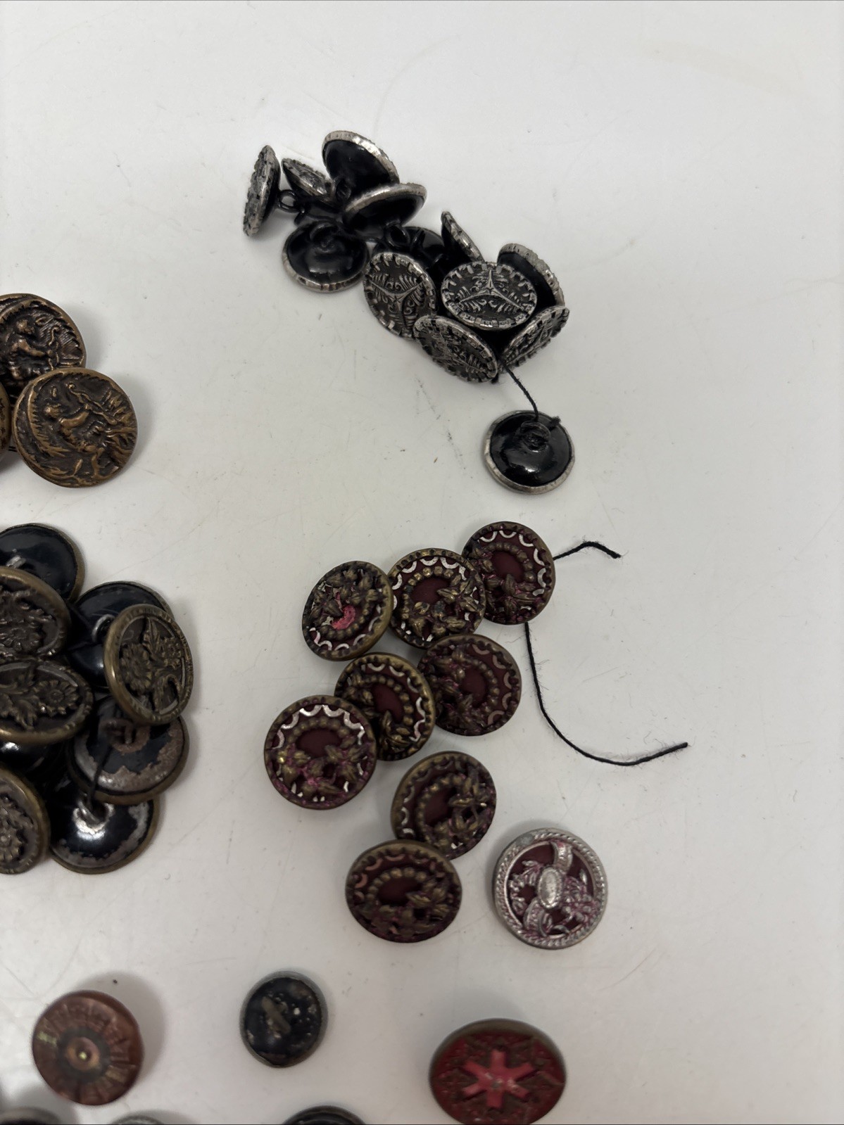 RARE ANTIQUE COLLECTION VICTORIAN STEEL CUT BUTTONS LOT of 50