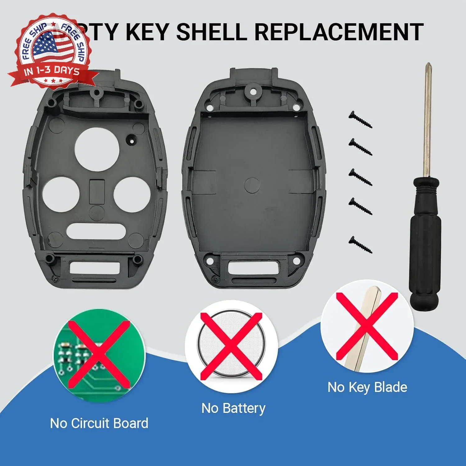 No Cutting Upgraded Version Replacement Key Fob Cover Case fit for Honda 2003-20