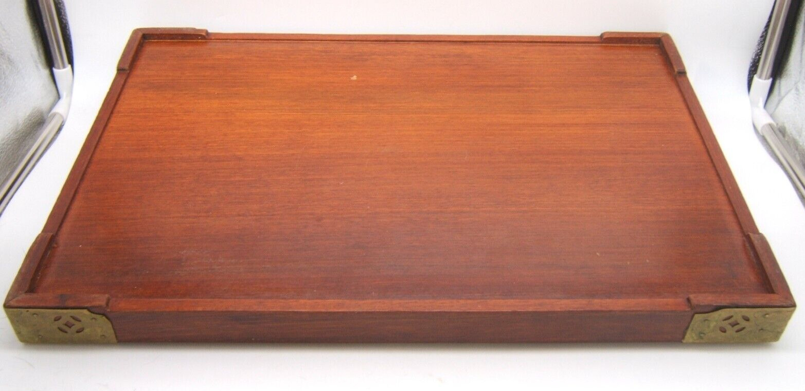 VERY NICE CHINESE HARDWOOD TRAY BRASS DECORATION WELL MADE