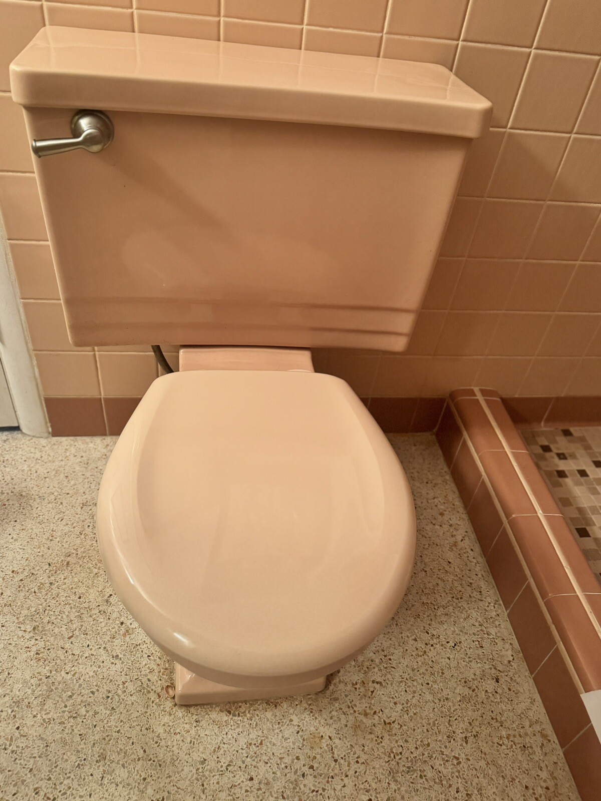 Vtg Mid Century Pink Porcelain Complete Toilet Rheem Richmond – Complete Set