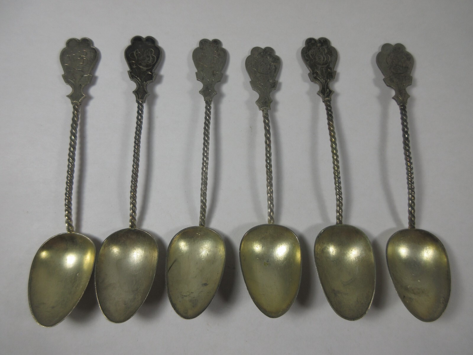 vintage lot set 6 Silver C.P.M. monogramed small spoons retro decor kitchen home