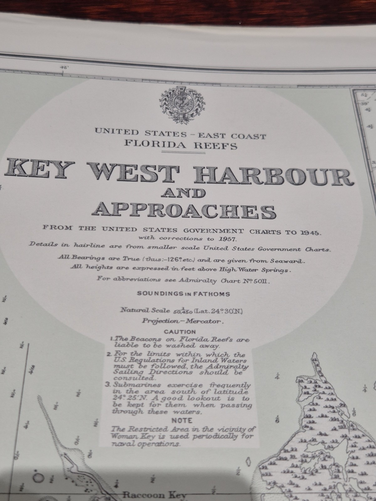 Admiralty Chart 2881 Florida Reefs Key West Harbour and Approaches USA 1907–1957