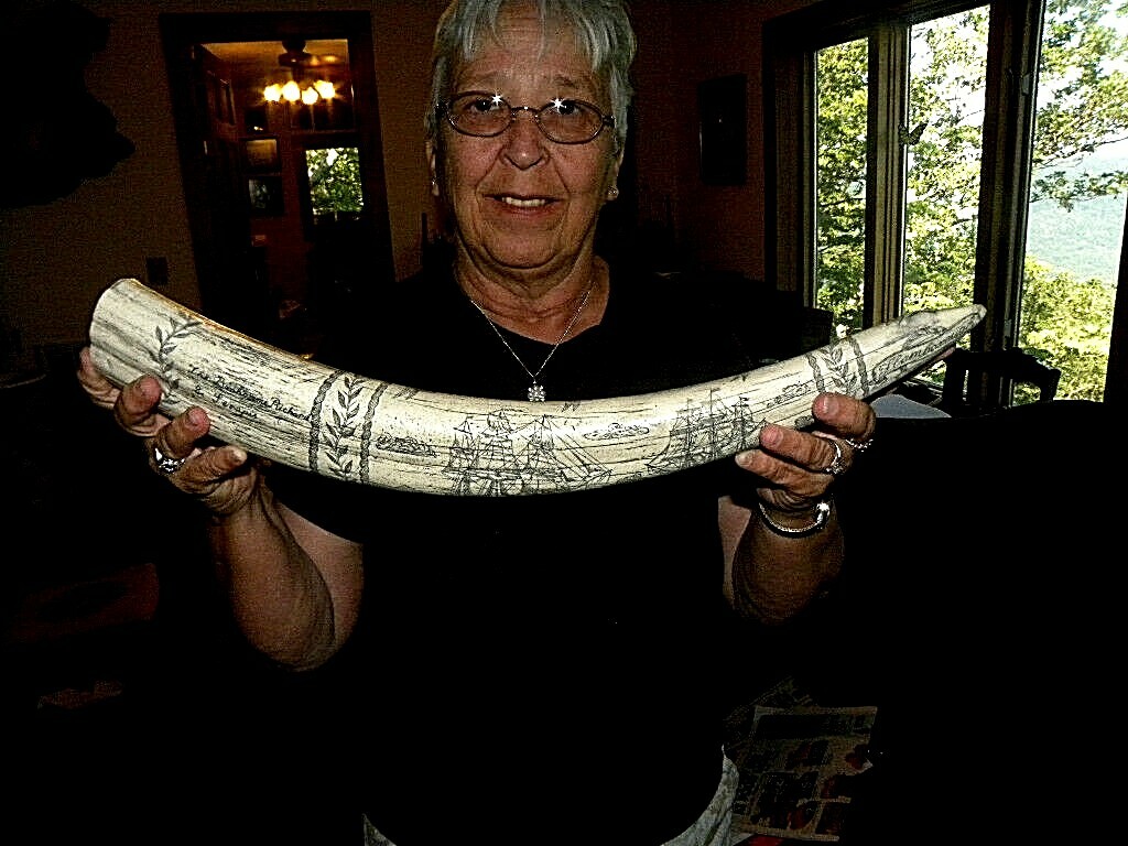 Scrimshaw walrus tusk REPRODUCTION American Captain JOHN PAUL JONES 22 inches