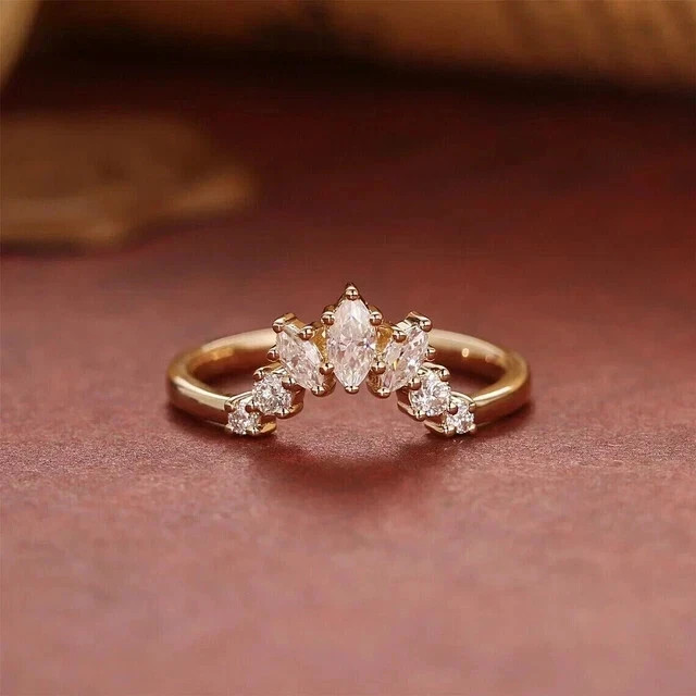 2Ct Marquise Cut Lab Created Diamond Engagement Ring 14K Yellow Gold Plated