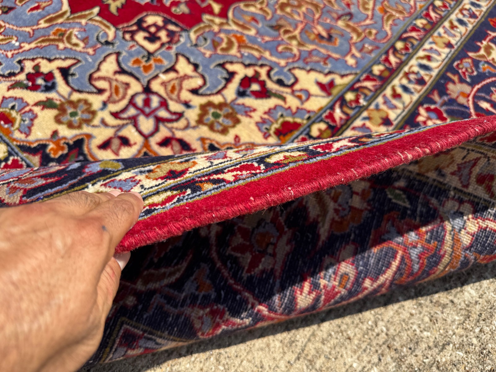 RED BLUE ANTIQUE ORIENTAL RUG 10×13 fine handmade wool colorful clean real 10×14