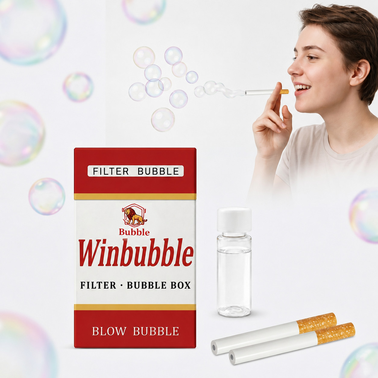 Bubble Cigarette Blowing Stress-Relief Accessory Mini Bubble Blower Sticks Fun