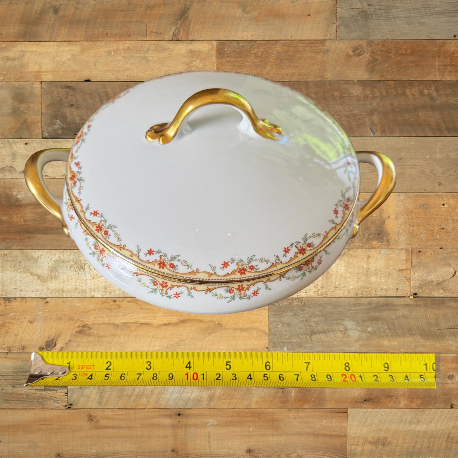 Vignaud Limoges France Meuse Dinnerware Set 46Pc Floral Gold Trim