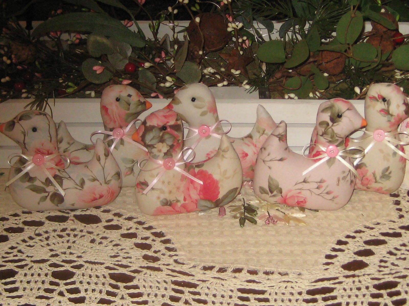 Pink Cottage Decor 6 Assorted Chicks Bowl Fillers Handmade Wreath Accents