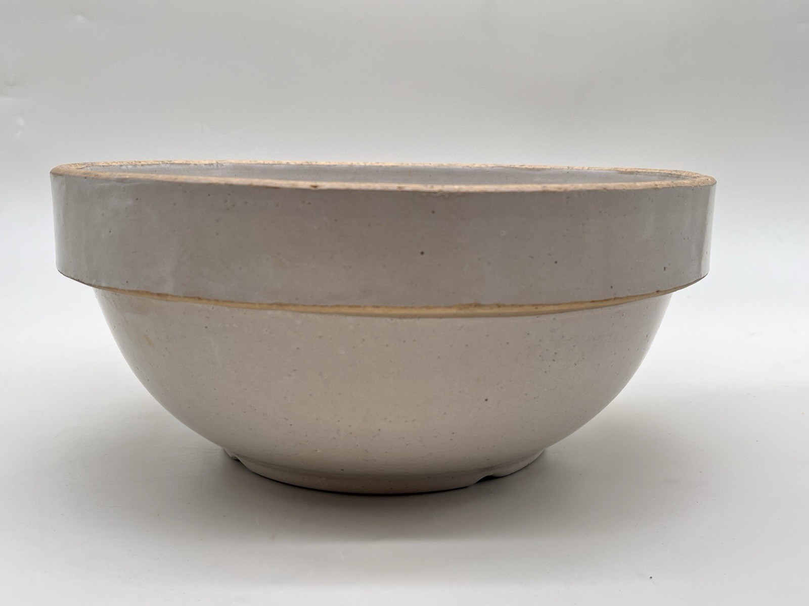 Vintage Antique Farmhouse Stoneware Crock Mixing Bowl 10 5/8 x 4 3/4” Salt Glaze