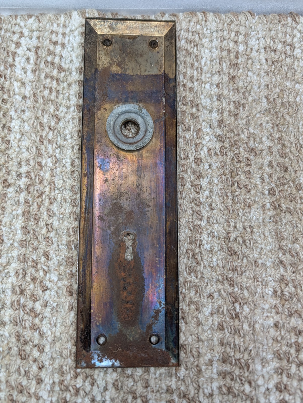 2 3/4″ x 10″ Antique Stamped Steel Door Knob Plate