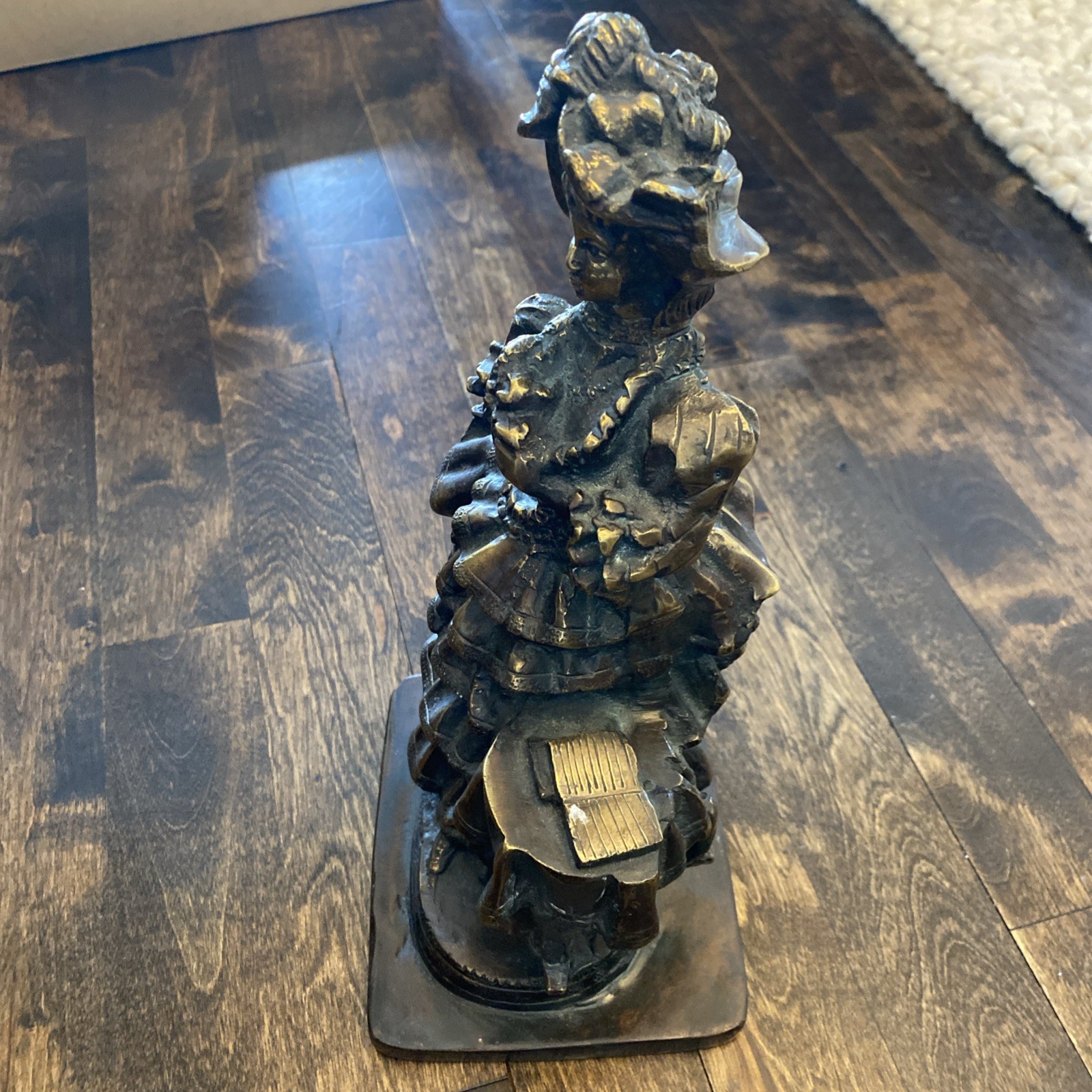 Brass Figurine Vintage Victorian Lady – Dress / Guestbook 11 In Tall Heavy Solid