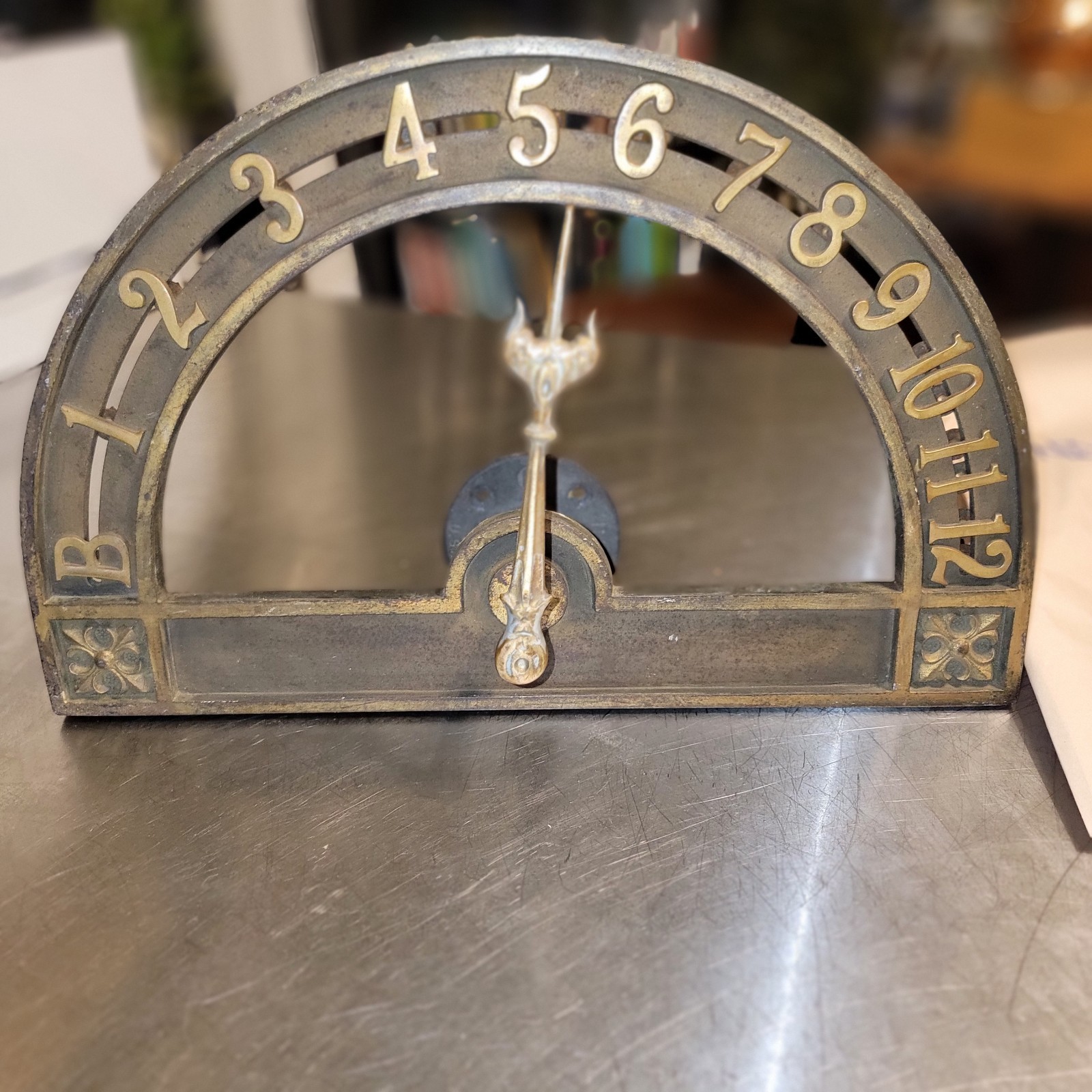 Antique Black & Brass Half Moon Elevator Lift Floor Indicator Panel