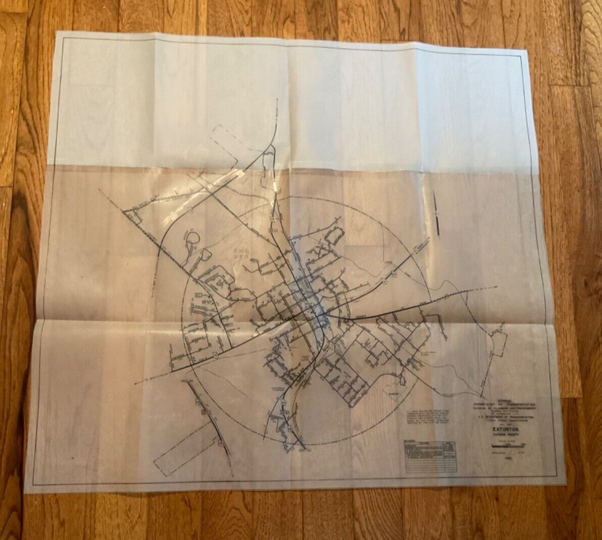Unusual Heavy Plastic City Map of Eatonton, Georgia. Last noted Revision 5-1993