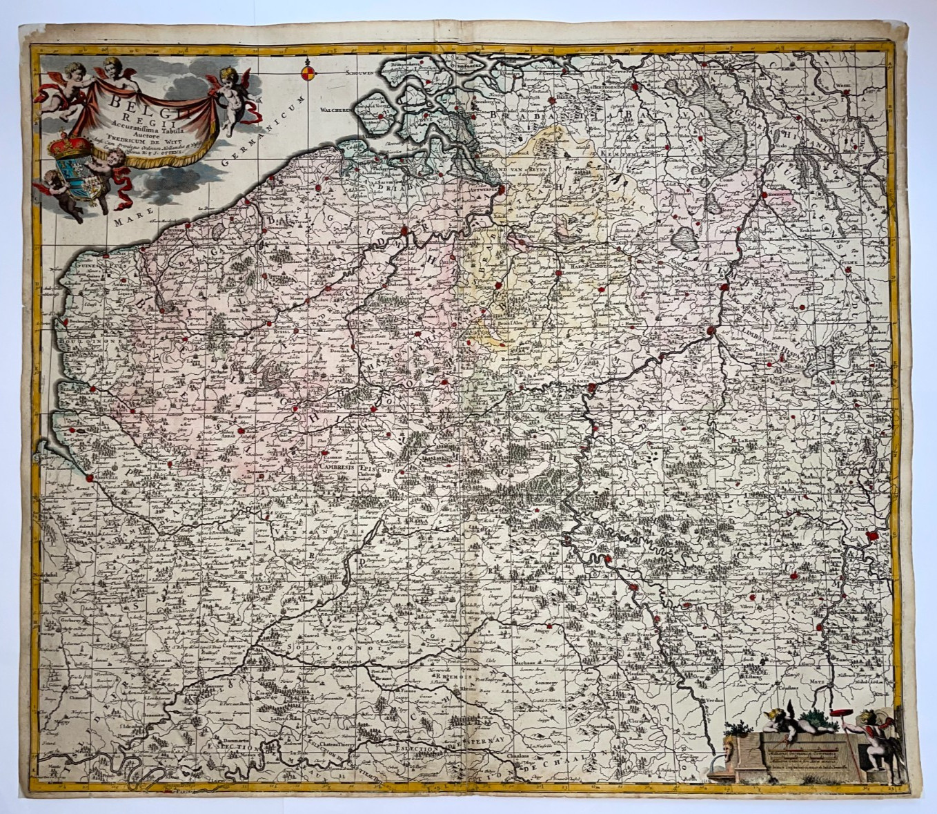 BELGIUM LUXEMBURG c. 1721 OTTENS / DE WIT LARGE ANTIQUE MAP 18TH CENTURY