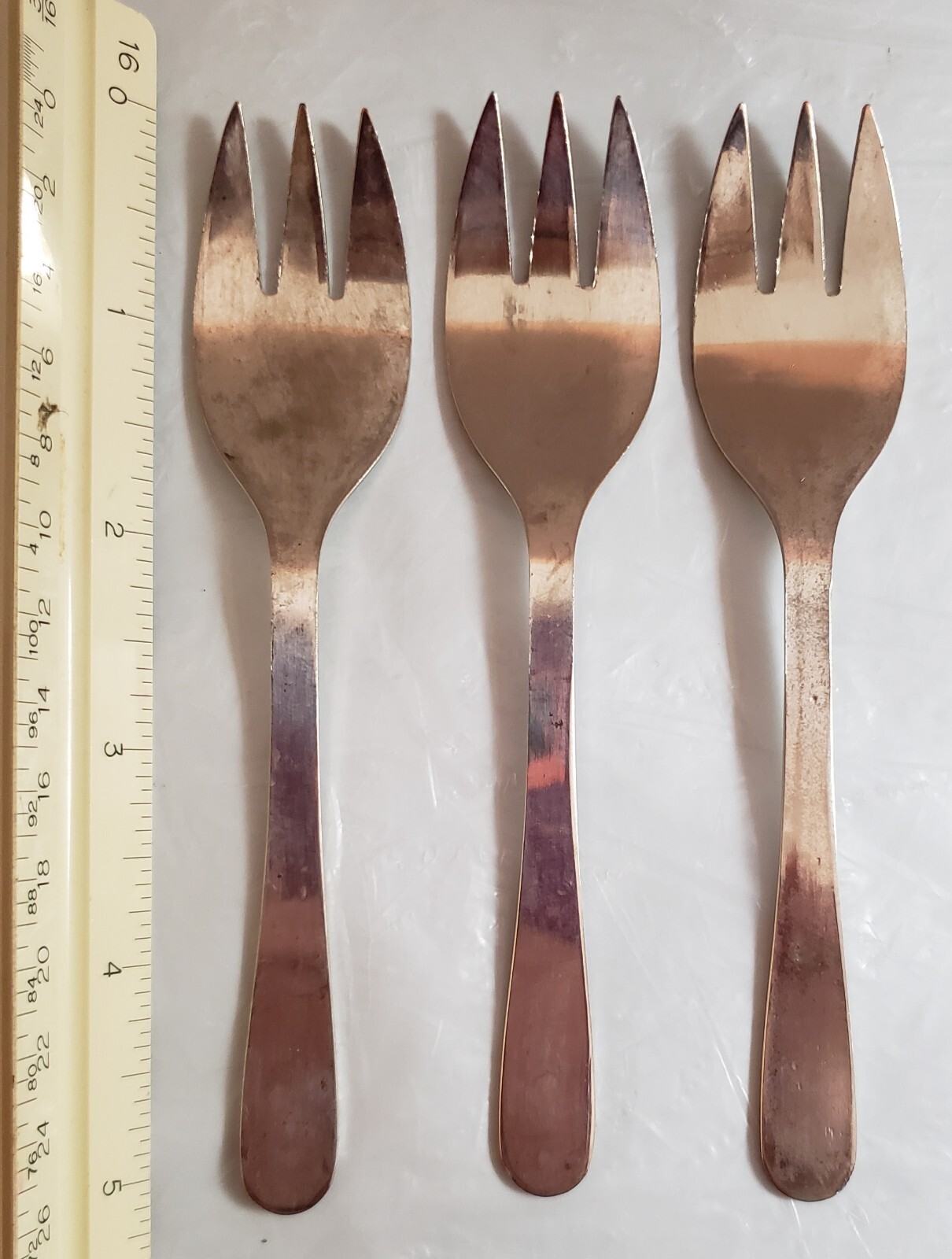 Silver Plated Buffet Serving Forks (3) 3 Prongs 5″ Long No Pattern Made in Italy